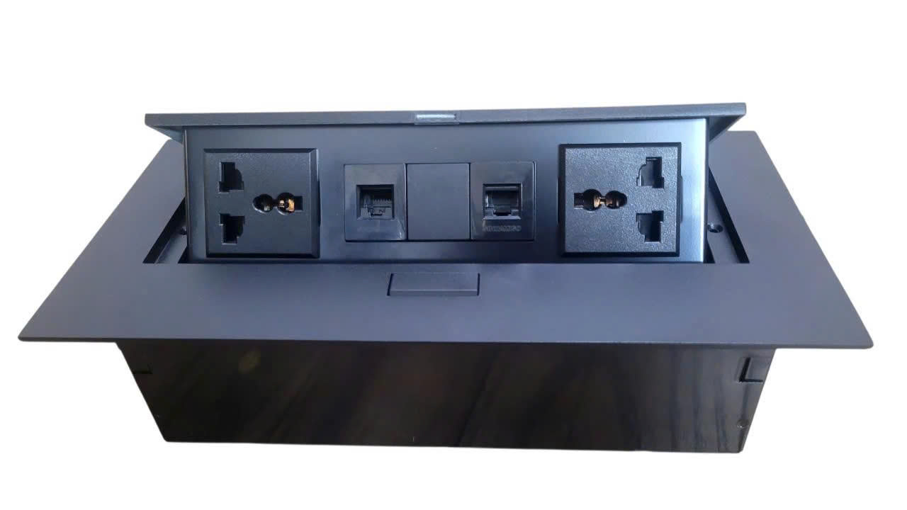 Ổ cắm &acirc;m b&agrave;n nắp bật cao cấp STS-212B mầu đen ch&iacute;nh h&atilde;ng Sino Amigo lắp &acirc;m s&agrave;n